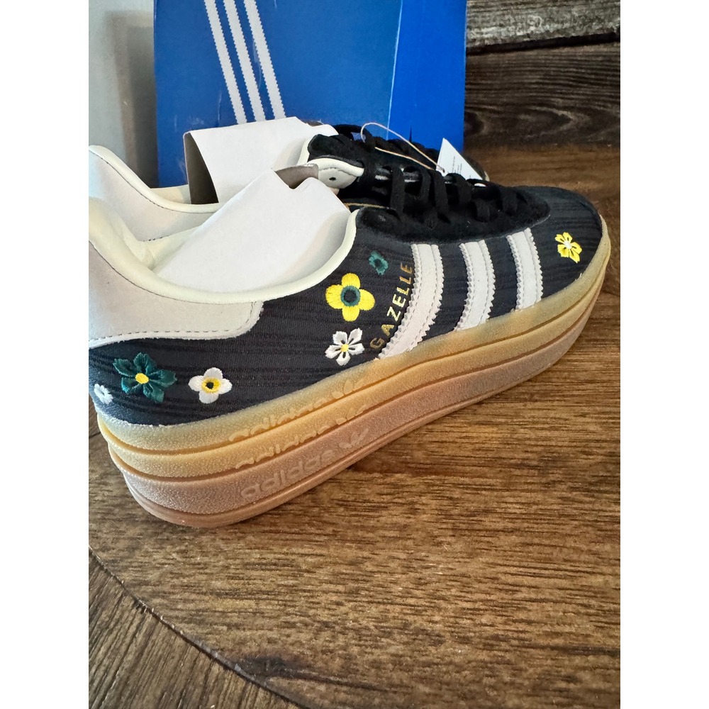 Adidas Gazelle Bold W Floral Core Black Off White Platform Sneakers IH1922 Sz 7 - Picture 5 of 8